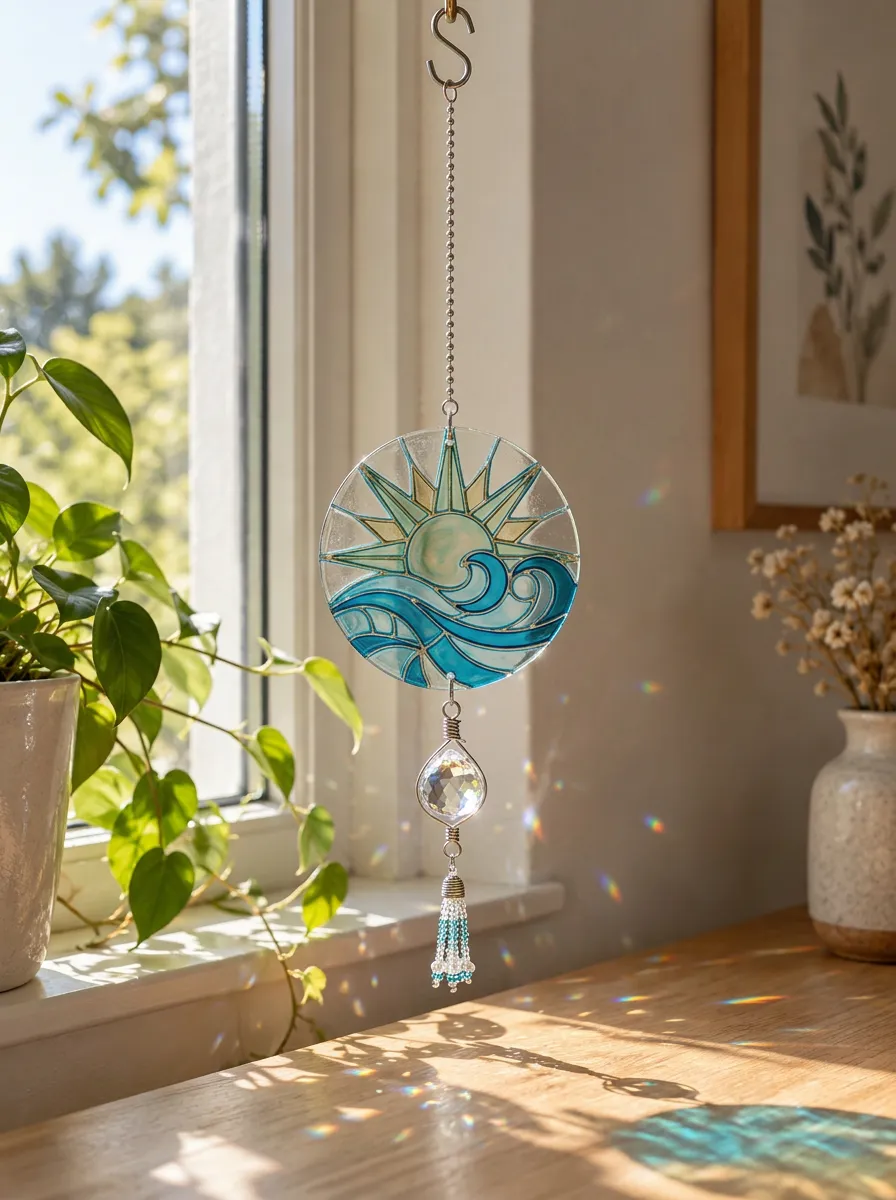 Sun Wave Stained Glass Printed Suncatcher
