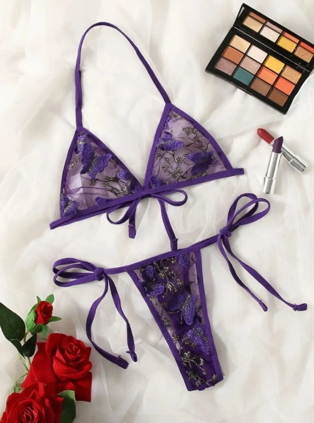 Refined Butterfly Mesh Lingerie Set