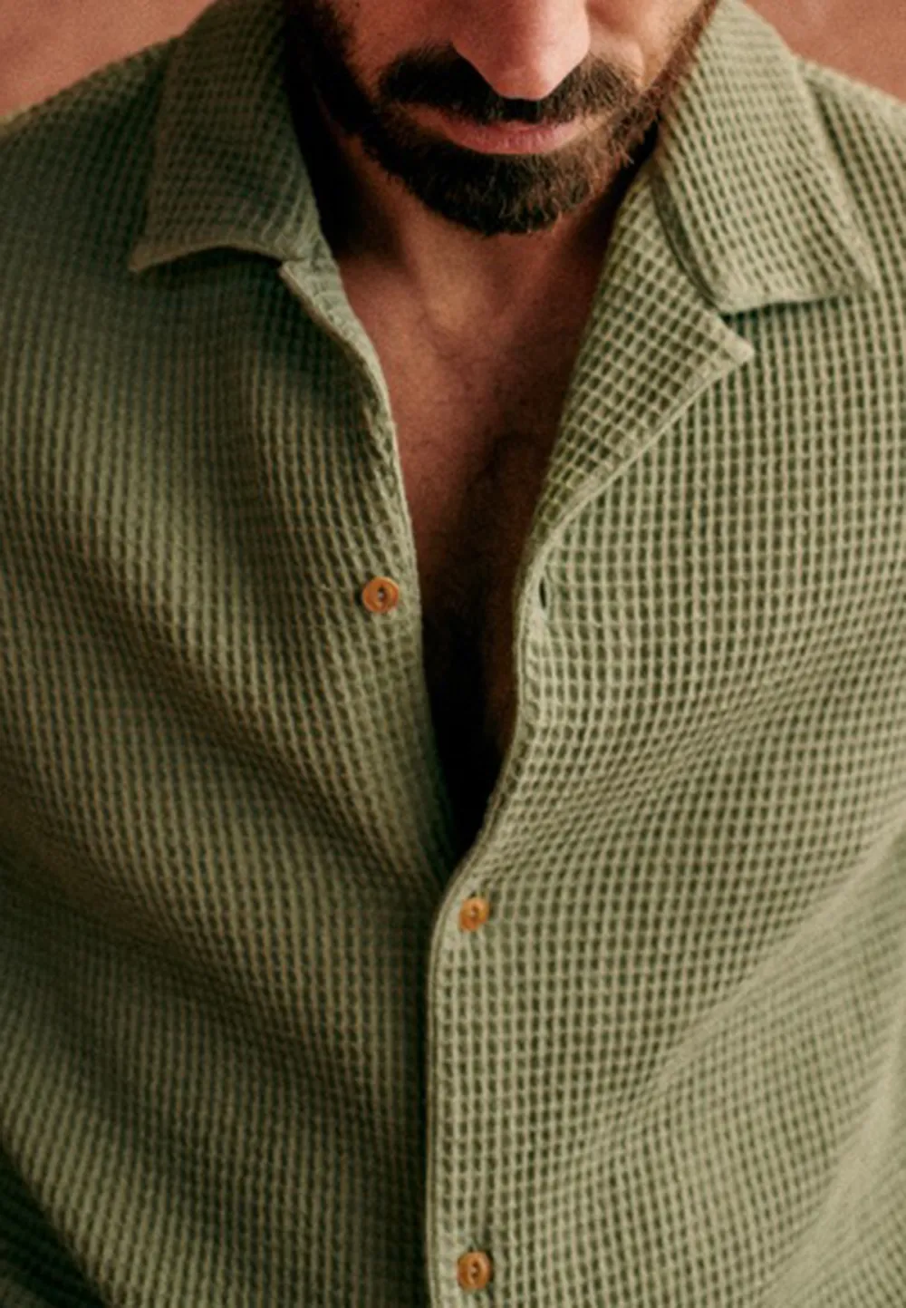 Rust Red Seersucker Textured Short Sleeve Shirt