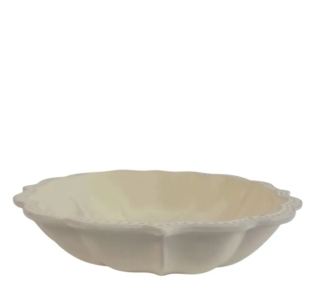 Hand-Painted Scalloped Ceramic Serving Bowl