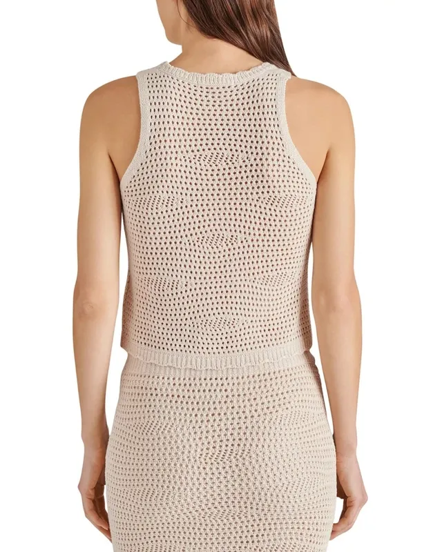 Crochet Crew Neck Sleeveless Sweater