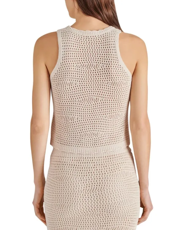 Crochet Crew Neck Sleeveless Sweater