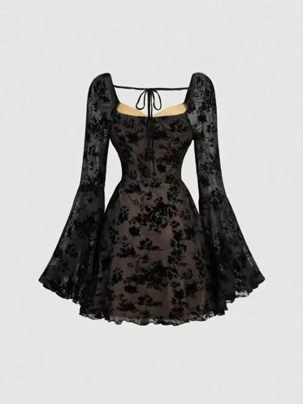 Easy Fit Lace Flared Mini Dress