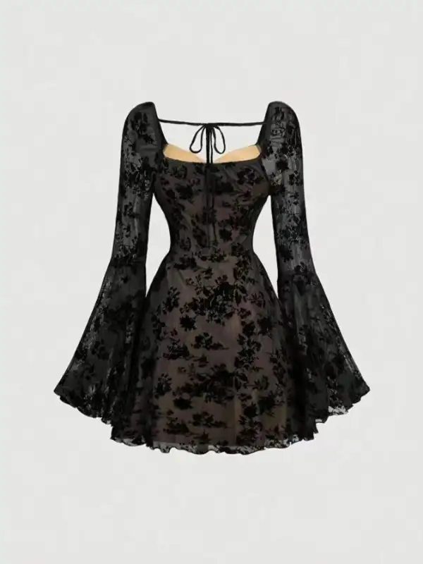 Easy Fit Lace Flared Mini Dress