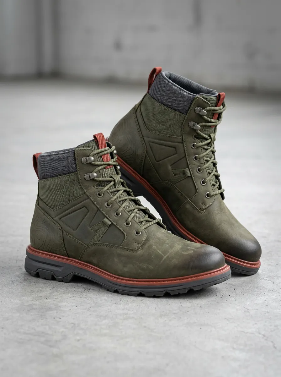 Unisex Modern Outdoor Hiking Topographic Print Work Boots