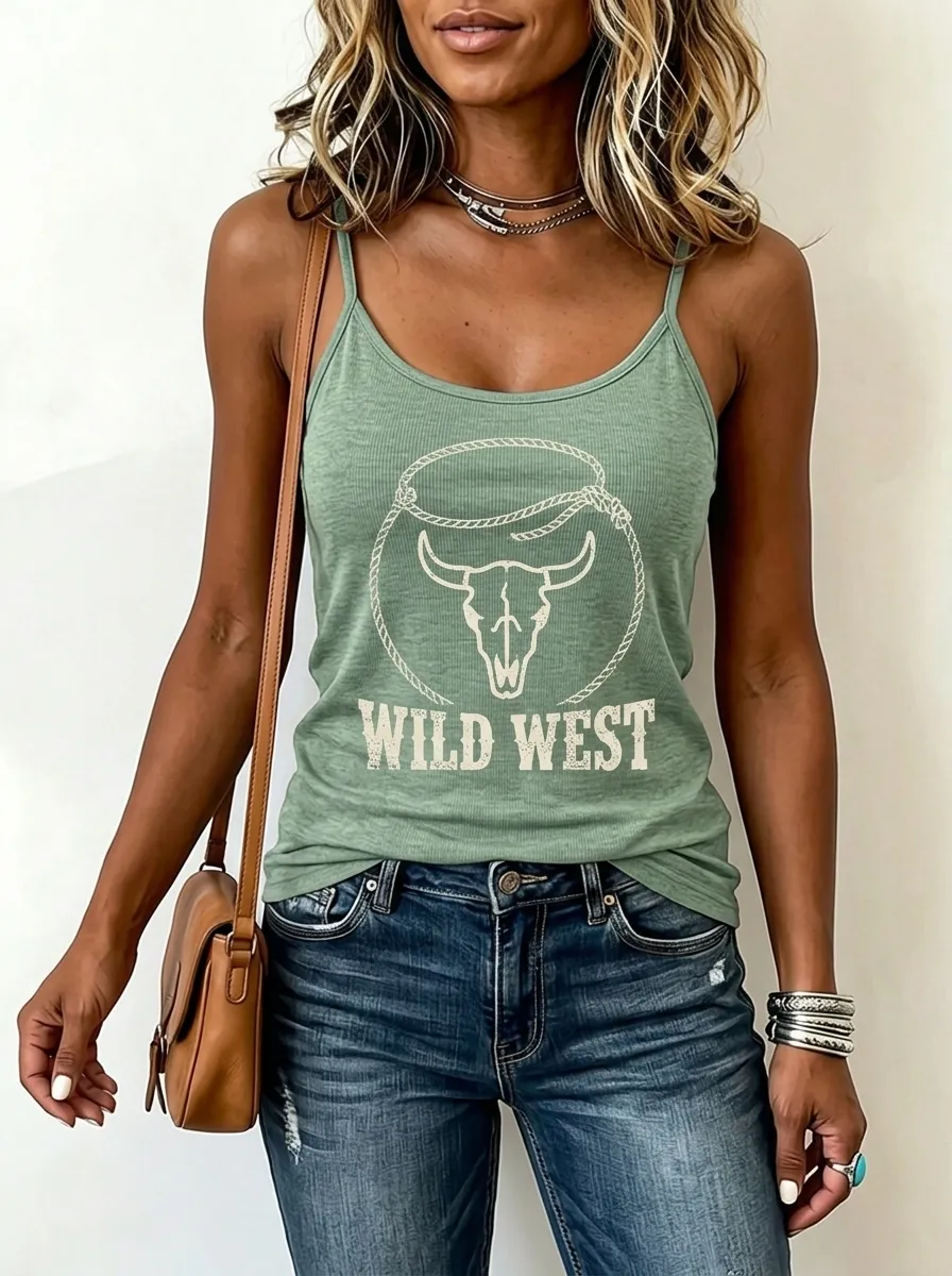 Western Cowgirl Bull Tank Top