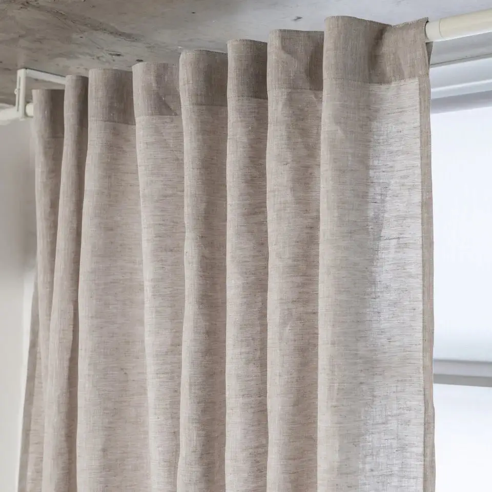 Cotton Lined Back Tab Linen Curtain