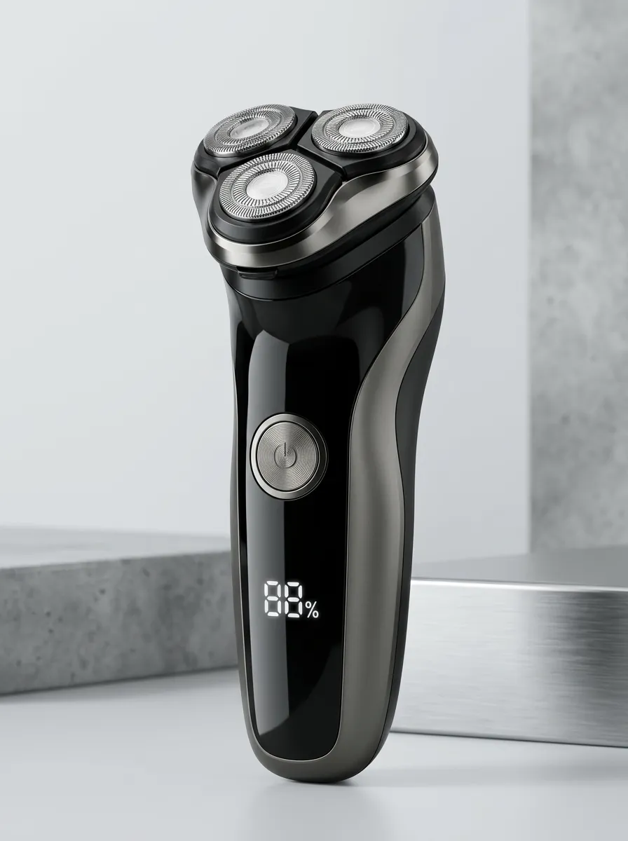 Rotary Triple-Head LED Display Electric Shaver for Daily Facial Care