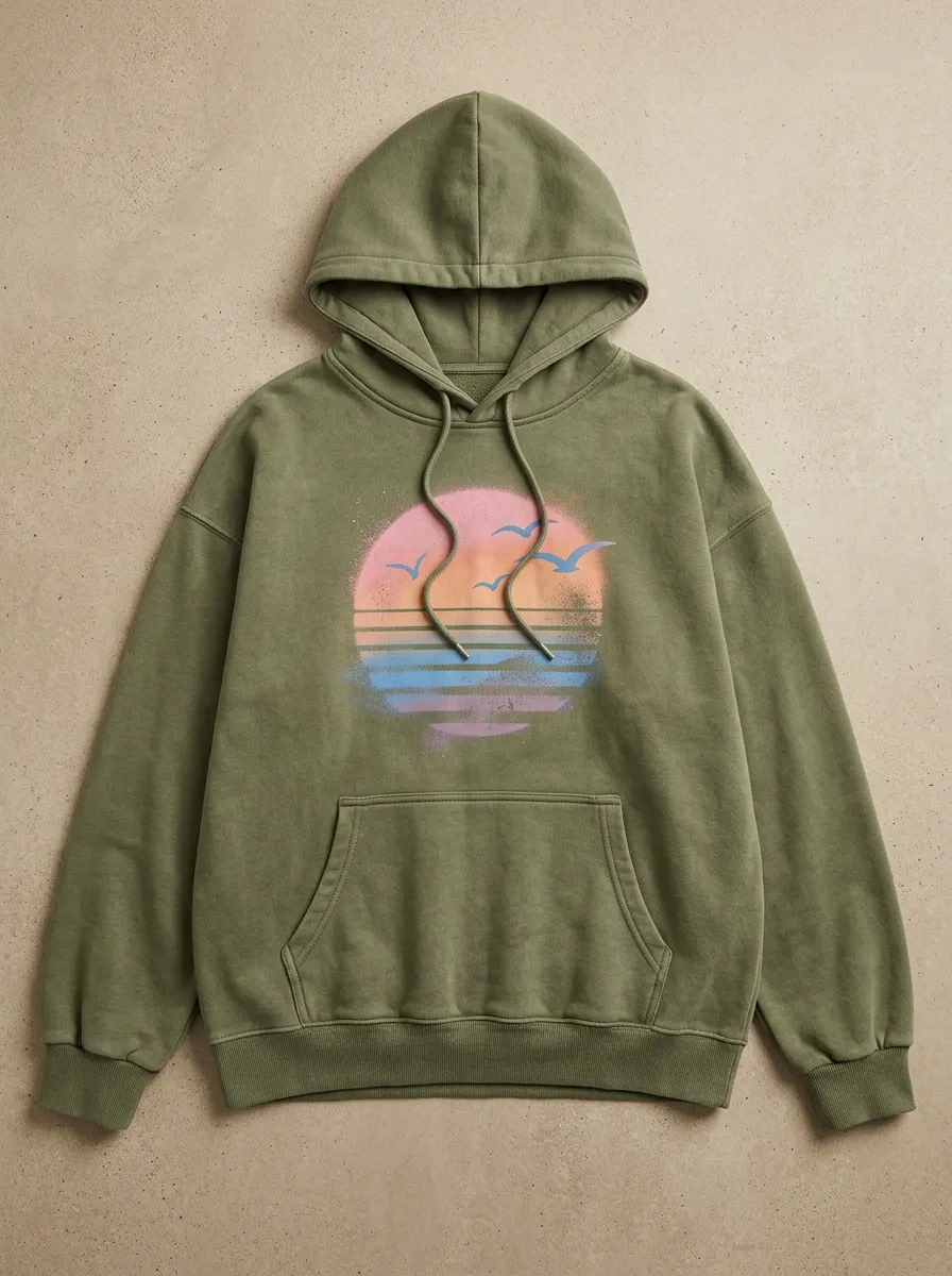 Beach Sunset Seagull Hoodie