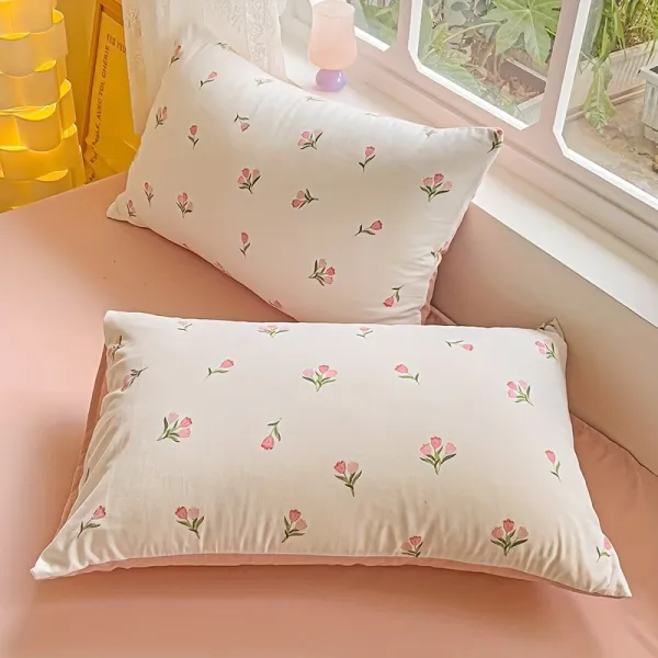2 Pcs Botanical Print Pillowcase