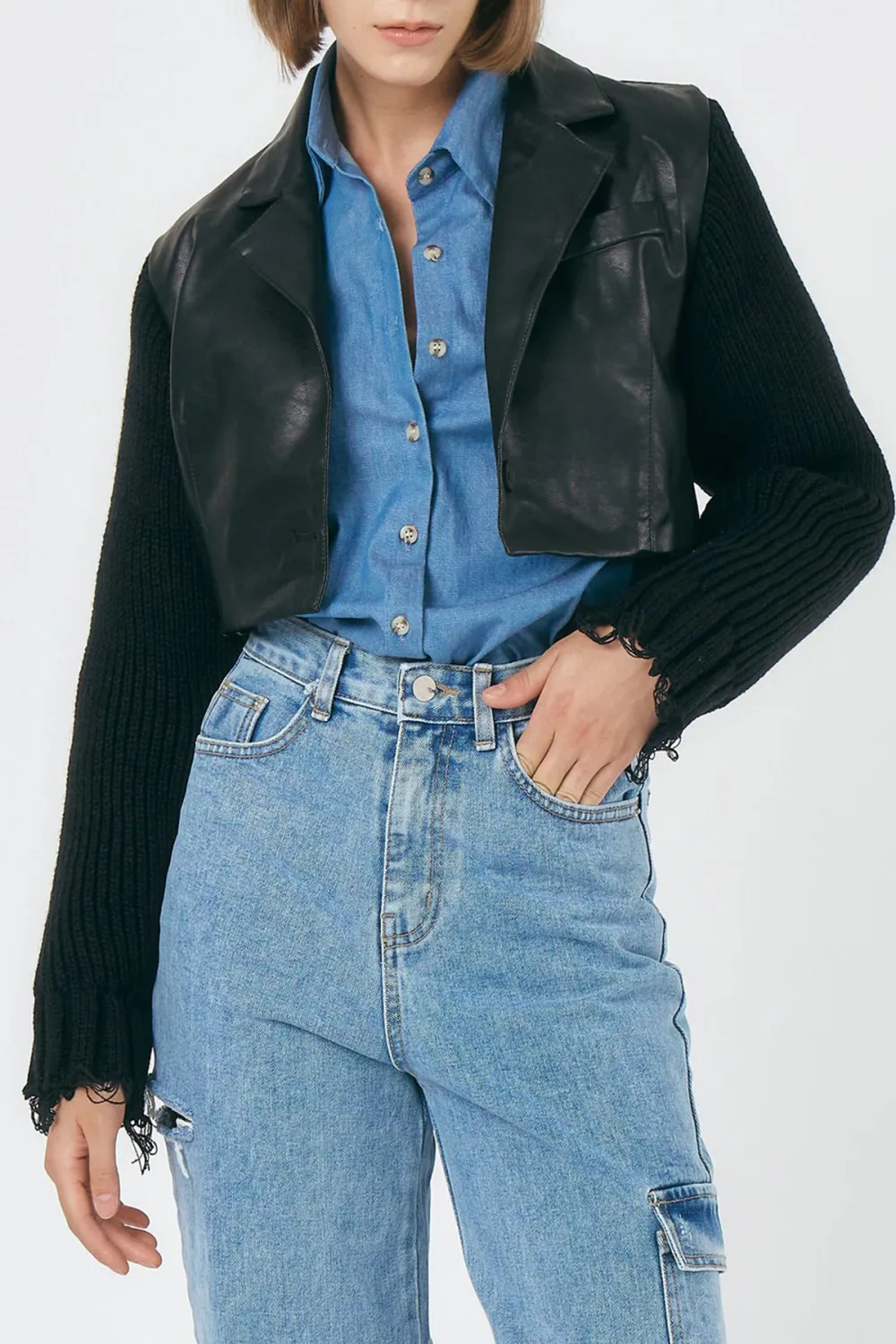 Pleather Cropped Jacket