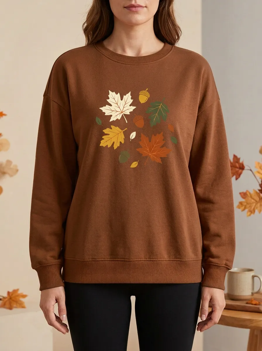 Transitional Printed Acorn Graphic Sweatshirt