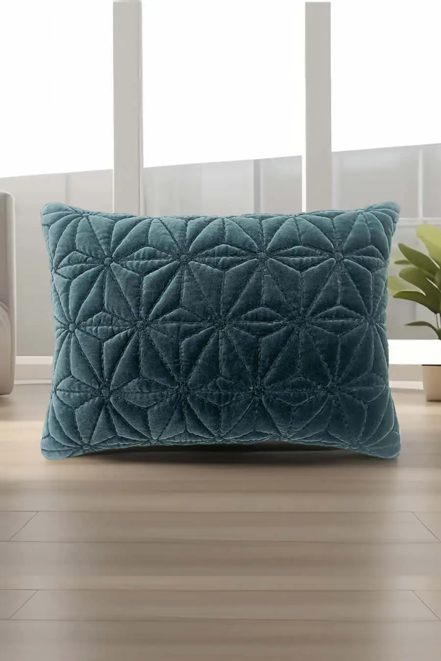 Quilted Geometric Textured Velvet Decorative Cushion Cover