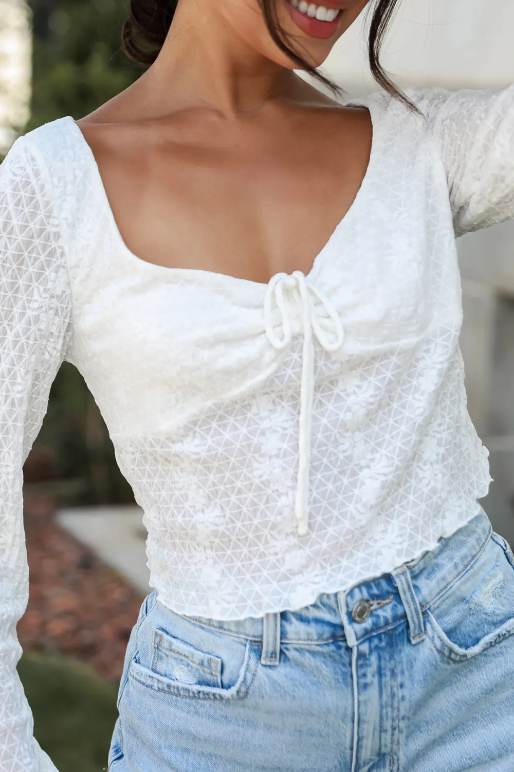 White Mesh Blouse