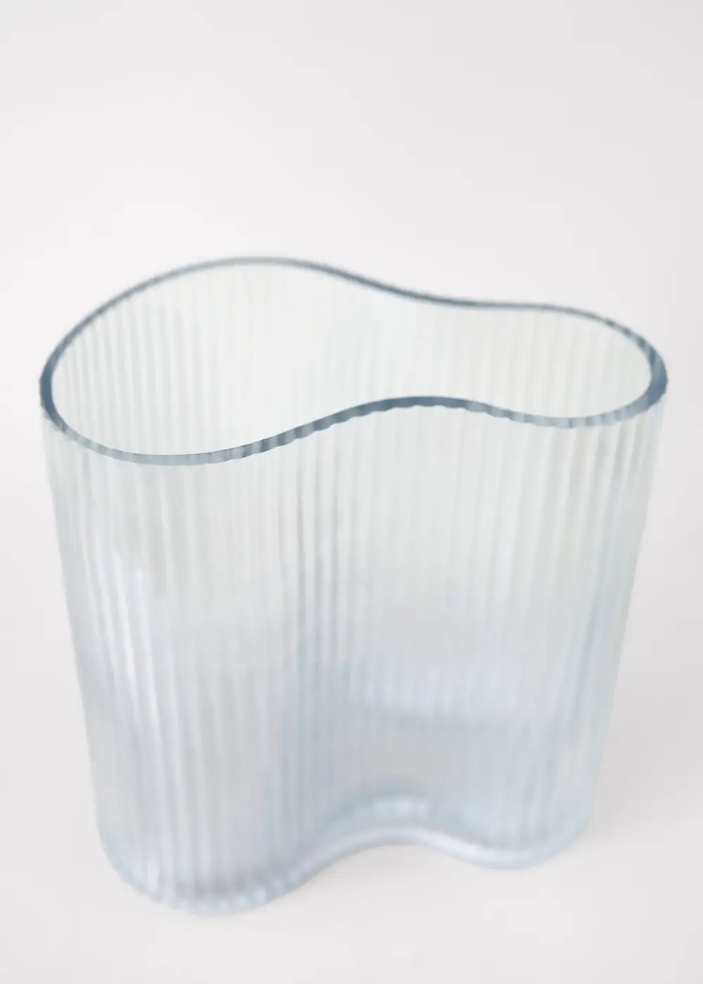 Clear Glass Ridged Asymmetrical Vase