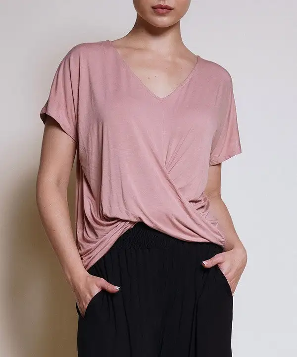 Bamboo Twist Front Dolman Top Tee