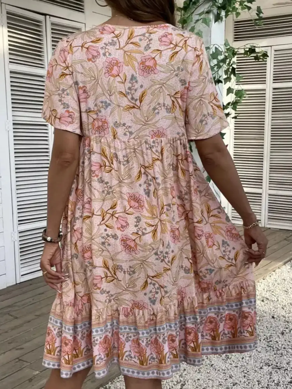 Comfort Fit Printed Short Sleeve Mini Dress