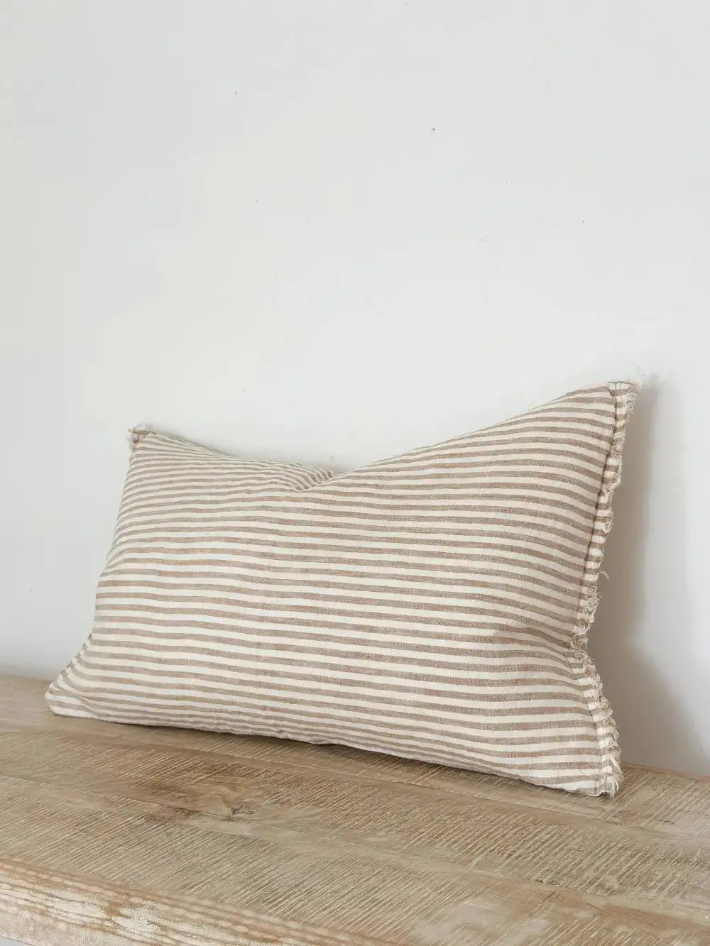 Classic Striped Stonewashed-Linen Decorative Cushion