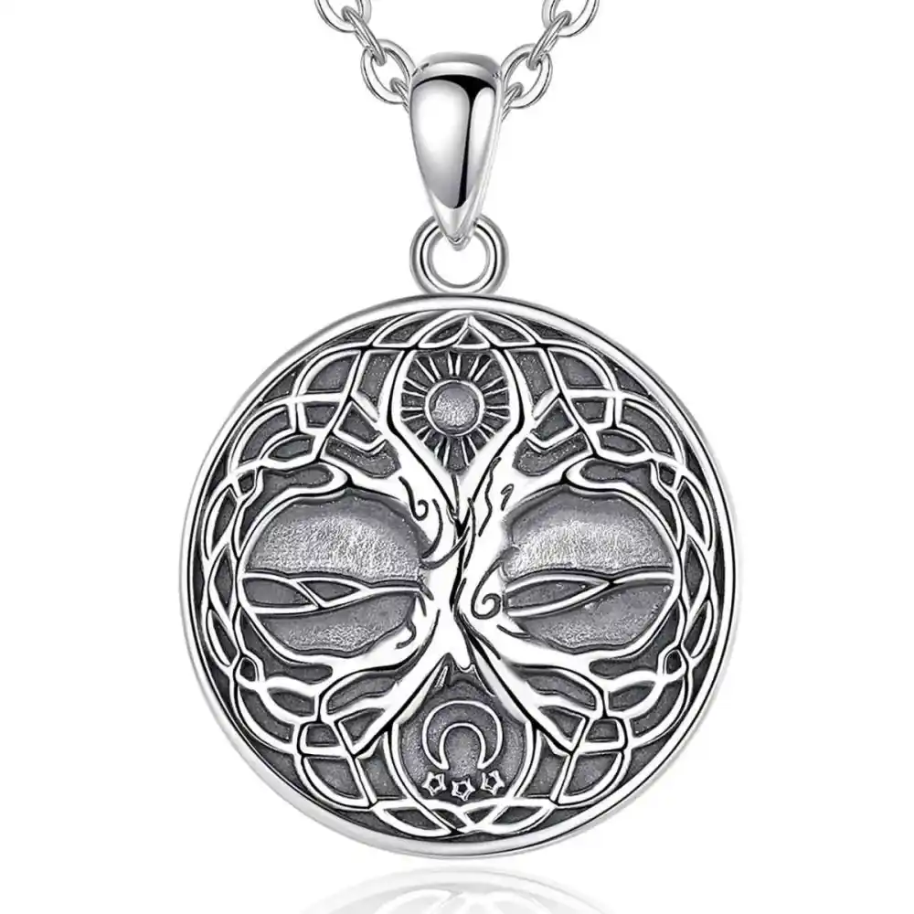 Men's Yggdrasil Pendant Sun And Moon Necklace