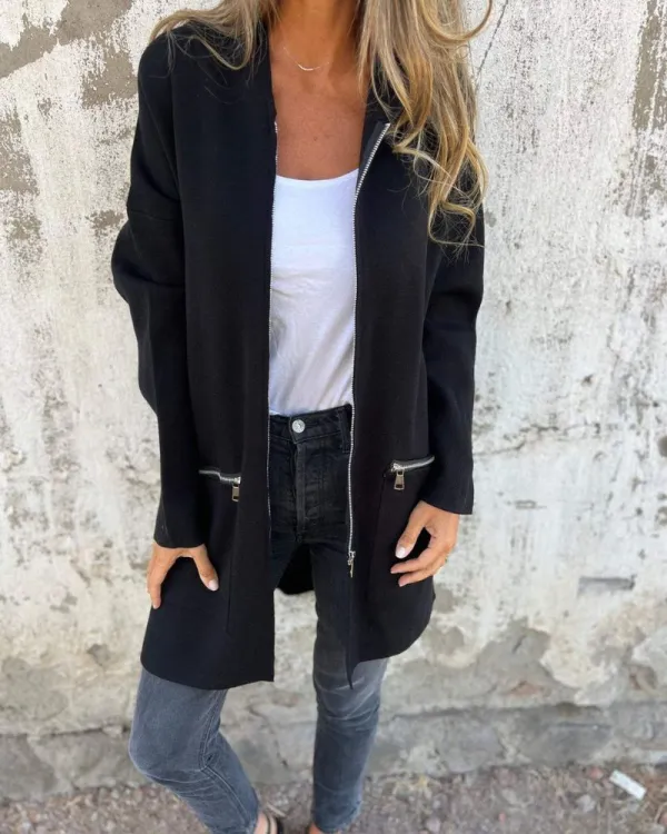 Cotton Zip Front Cardigan