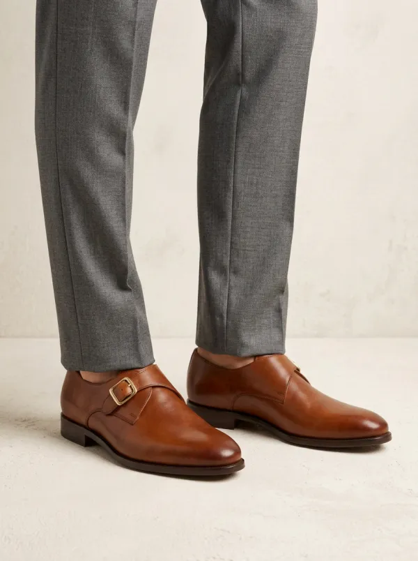 Men's Versatile Classic Leather Single Monk Strap Dress Shoes