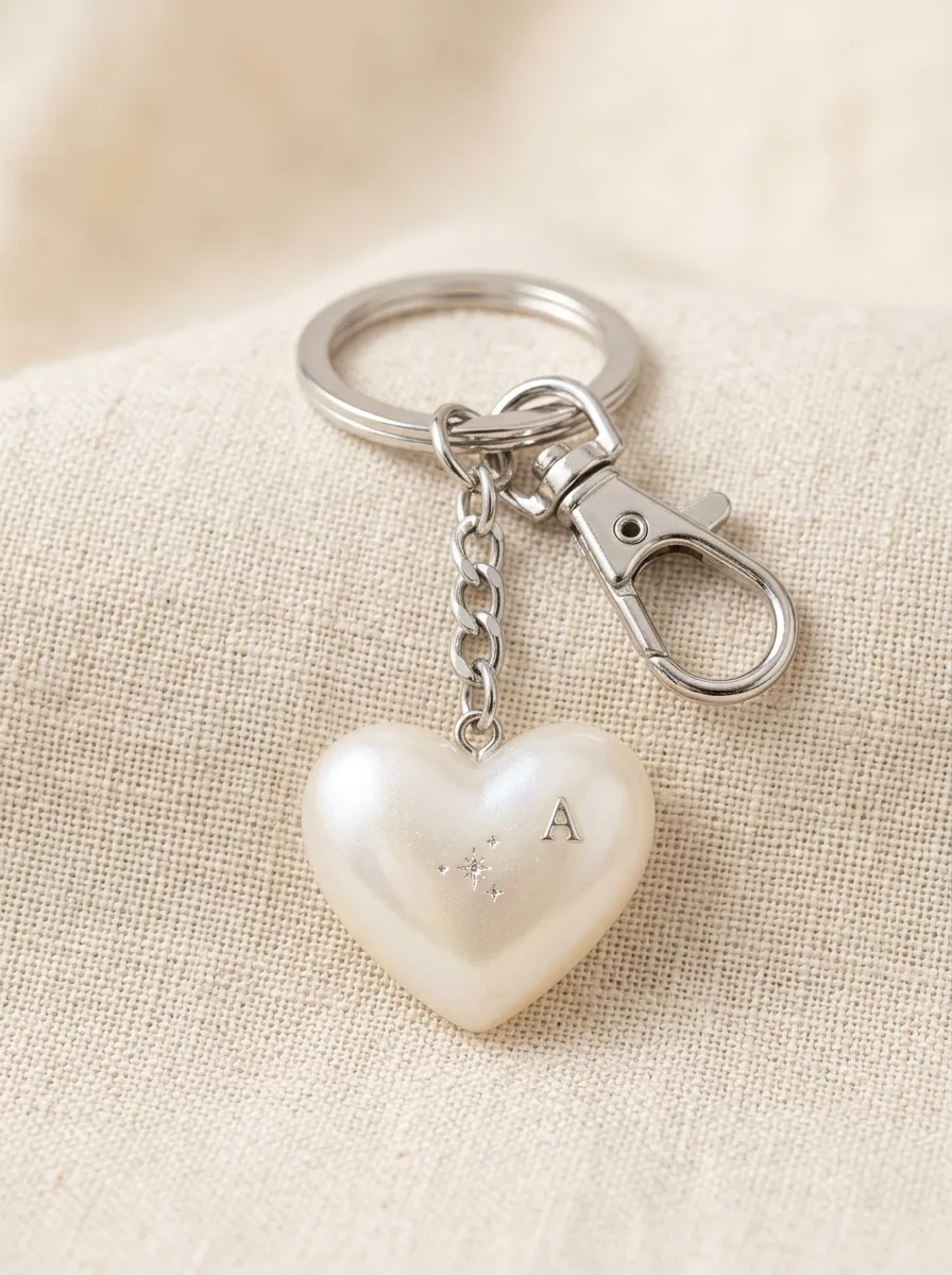Pearl Heart Star Elegant Gift Keychain
