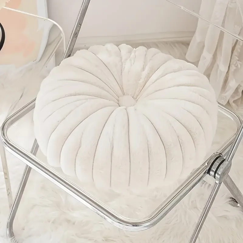 Round Ribbed Plush Pillow