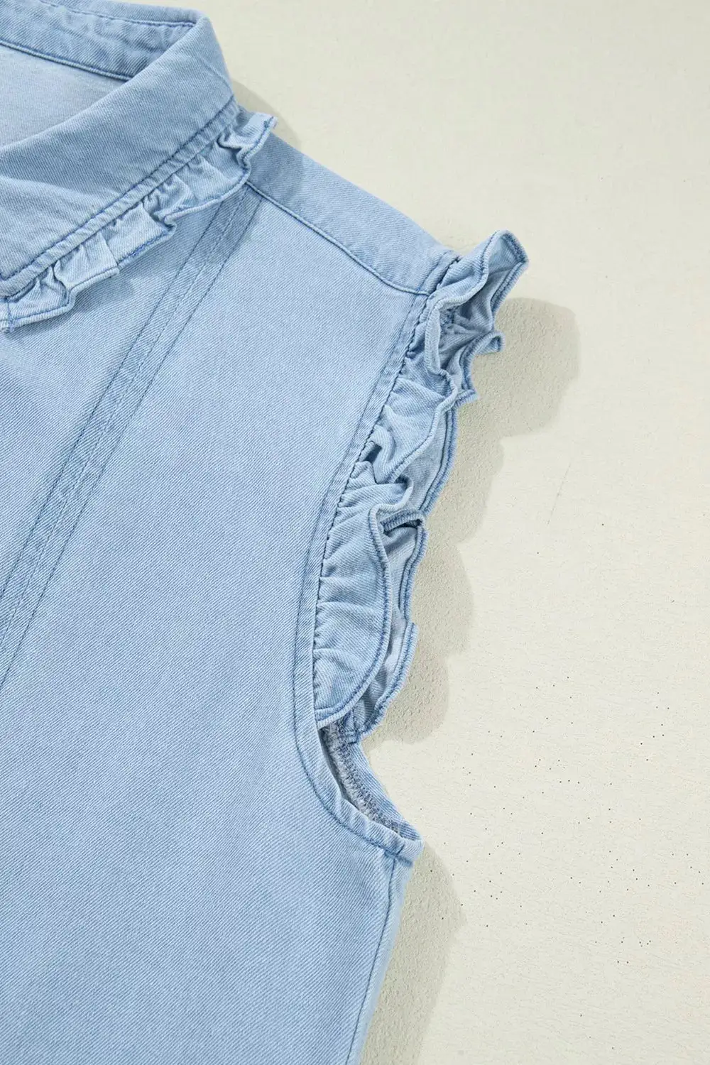 Denim Pocketed Ruffle Dress Casual