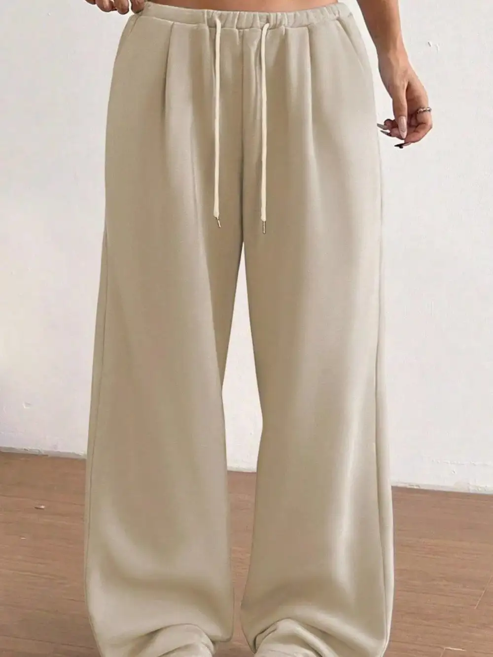 High Waist Drawstring Wide Leg Pocketed Casual Joggers