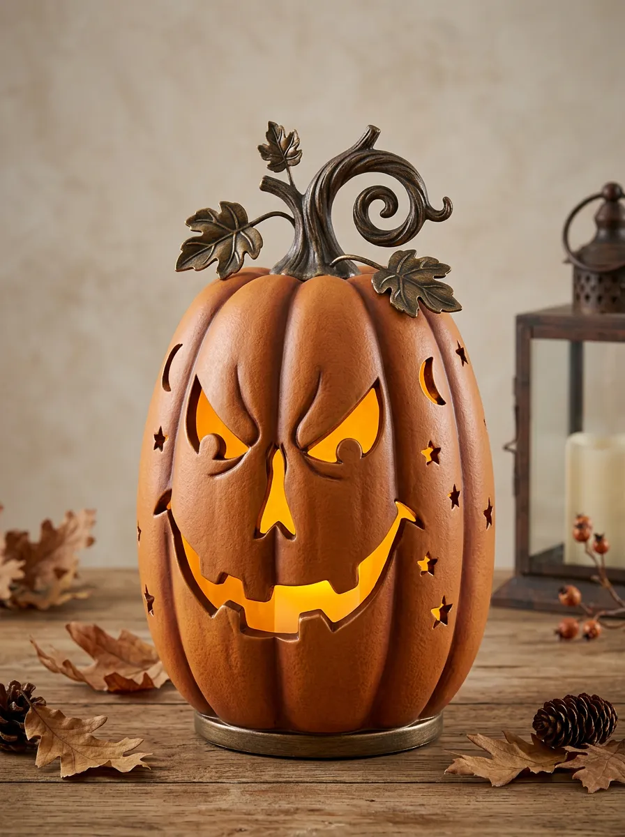 Halloween Evil Jack-O-Lantern Star Moon Cutout LED Table Ornament