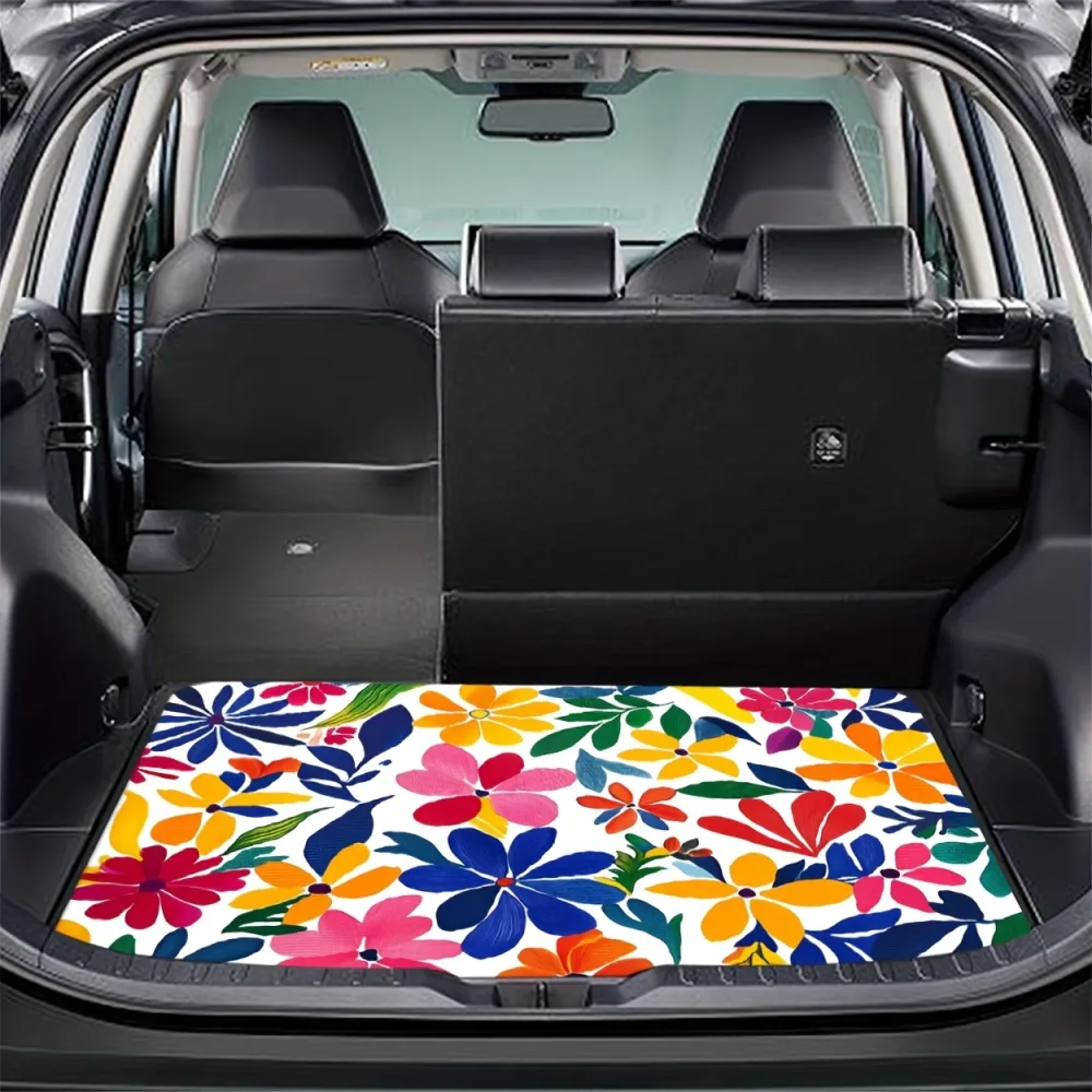 Colorful Floral Car Trunk Mat