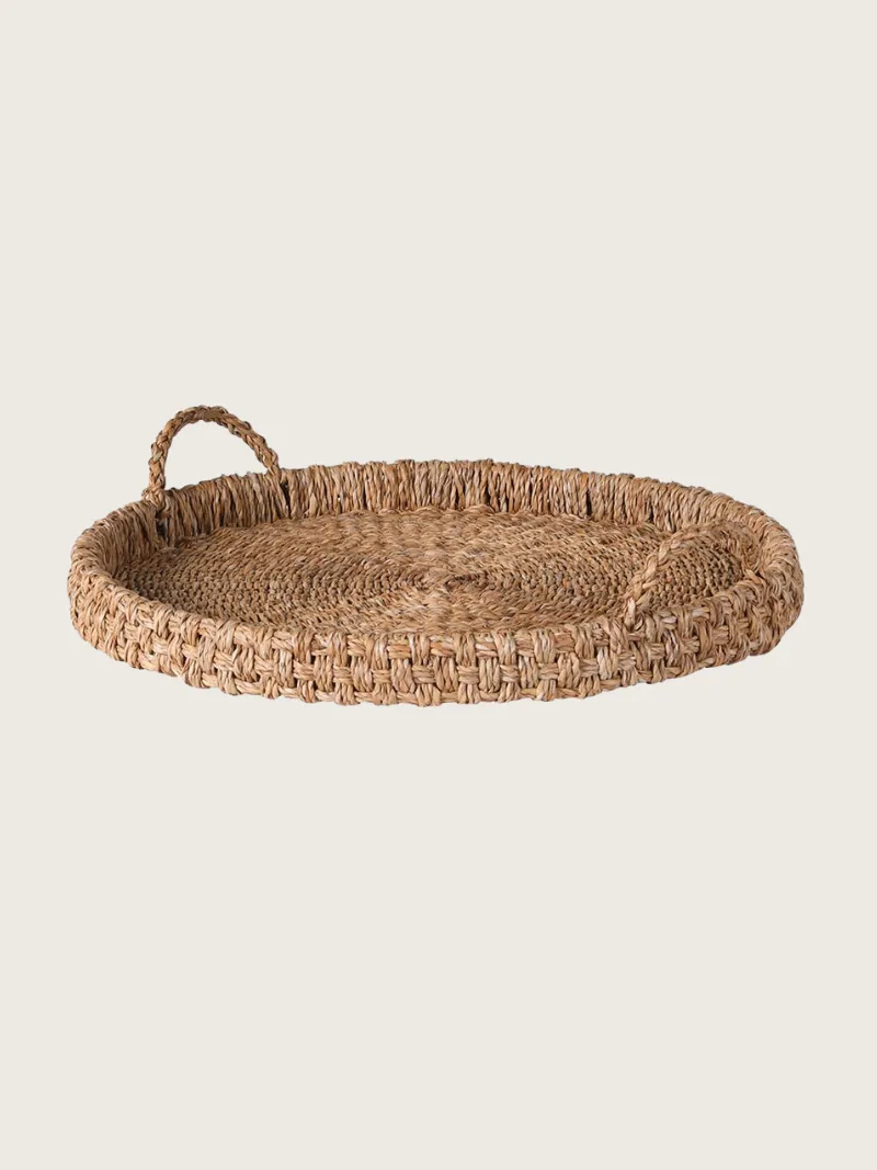 Large Round Seagrass Tray with Handles
