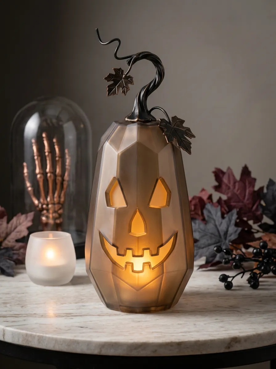 Halloween Geometric Jack-O-Lantern LED Table Ornament