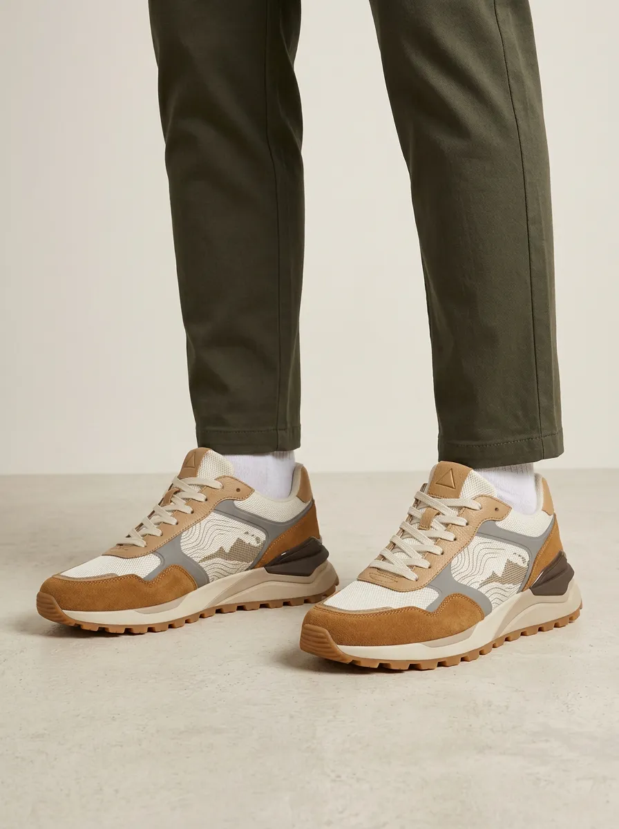 Unisex Outdoor Enthusiast Mountain Topographic Print Sneakers