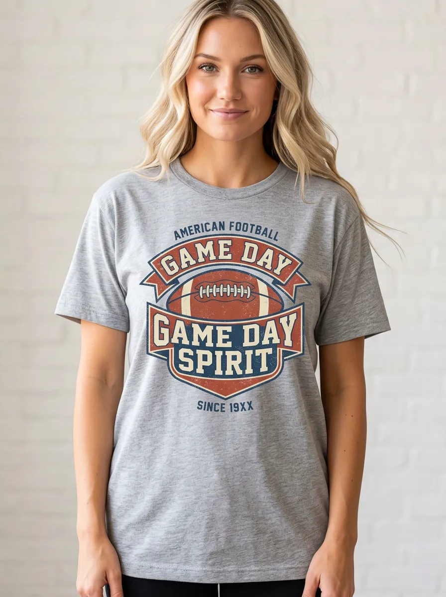 Women's American Football Fan Game Day Spirit Printed T-Shirt