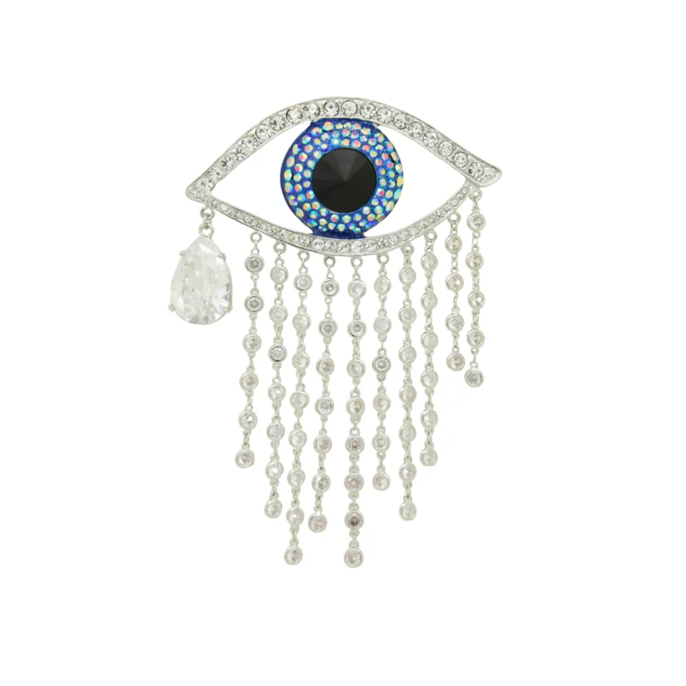 Cascading Crystal Eye Brooch