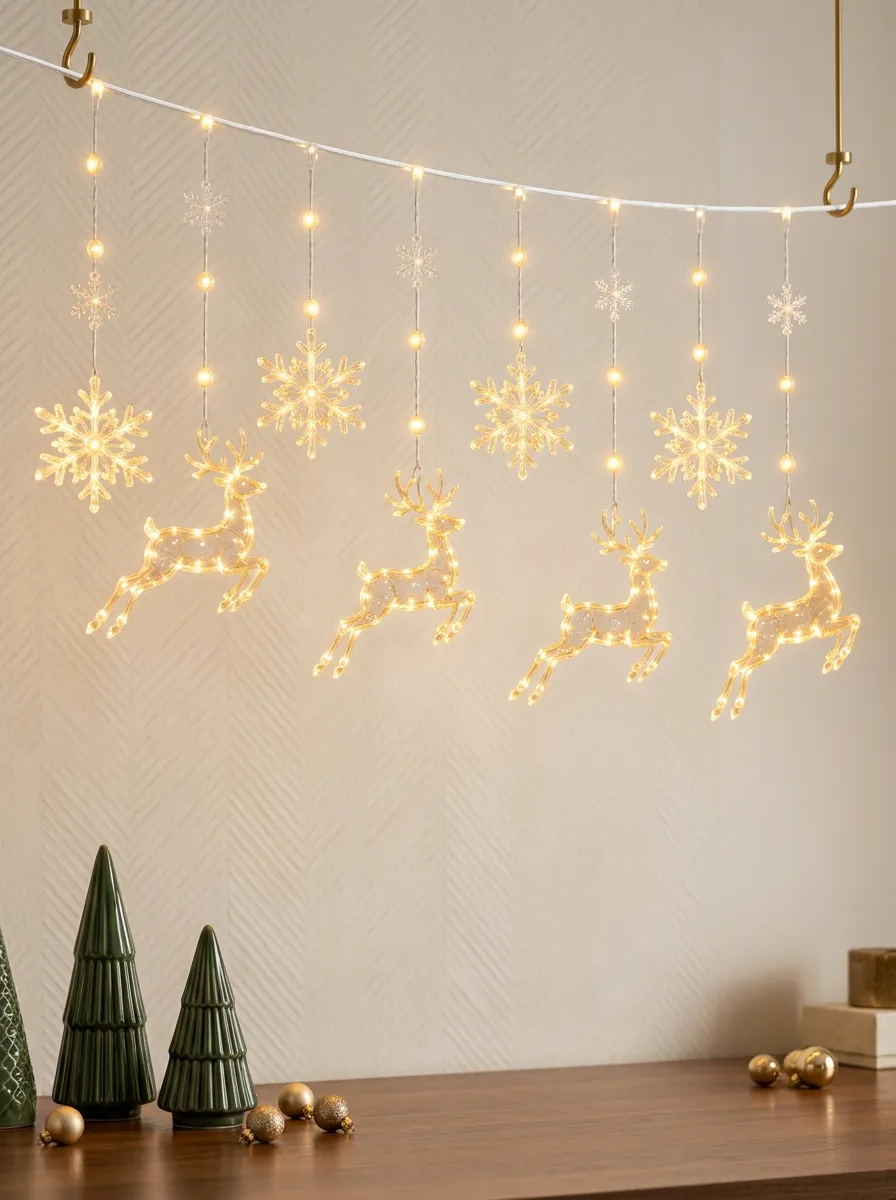 Classic Reindeer Snowflake Christmas LED String Lights