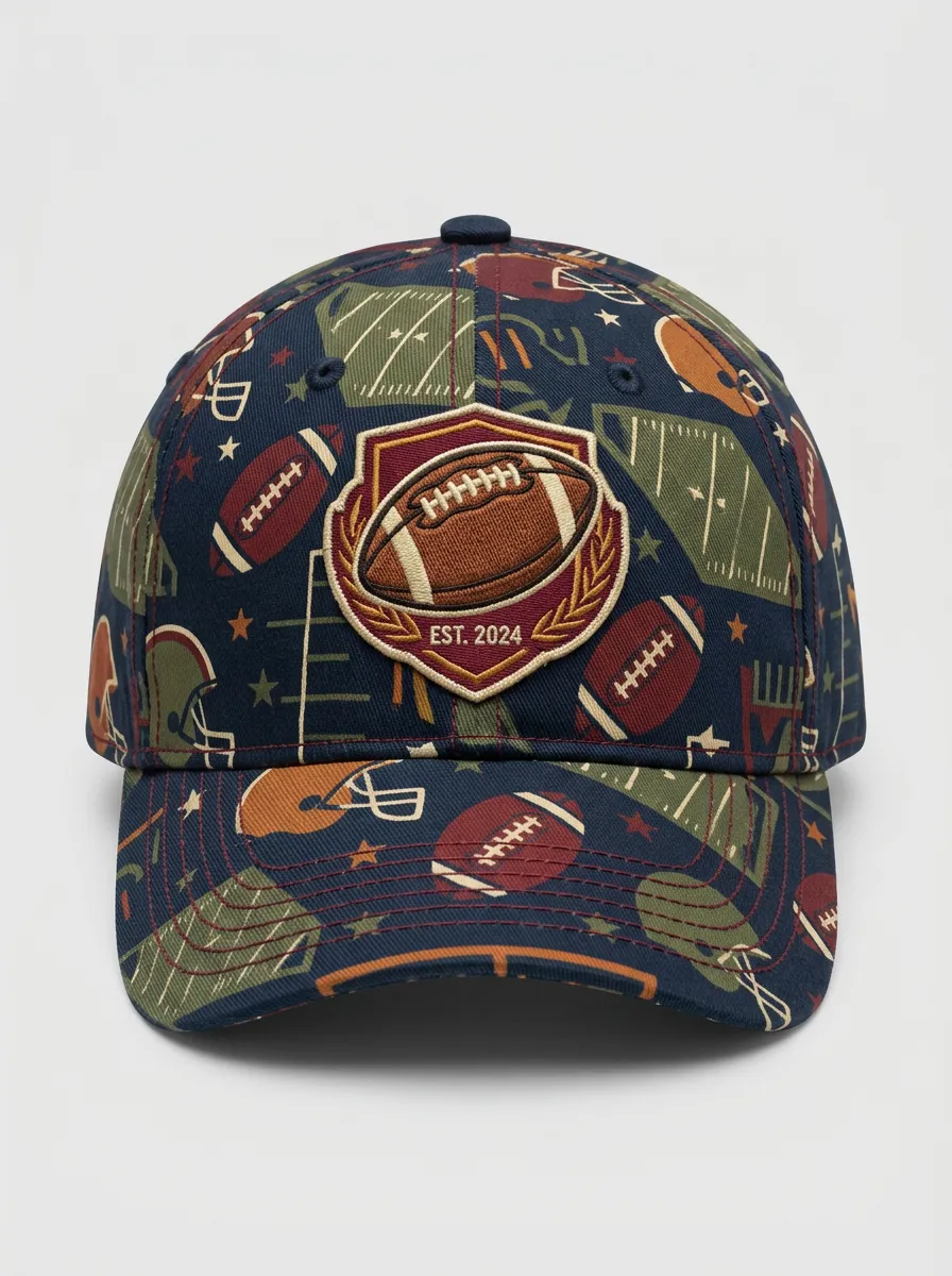 Men's American Football Fan Football Field Pattern Printed Cap