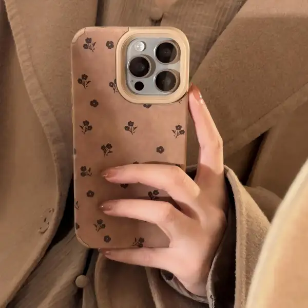 Floral Textured Leather Look Textured Phone Case