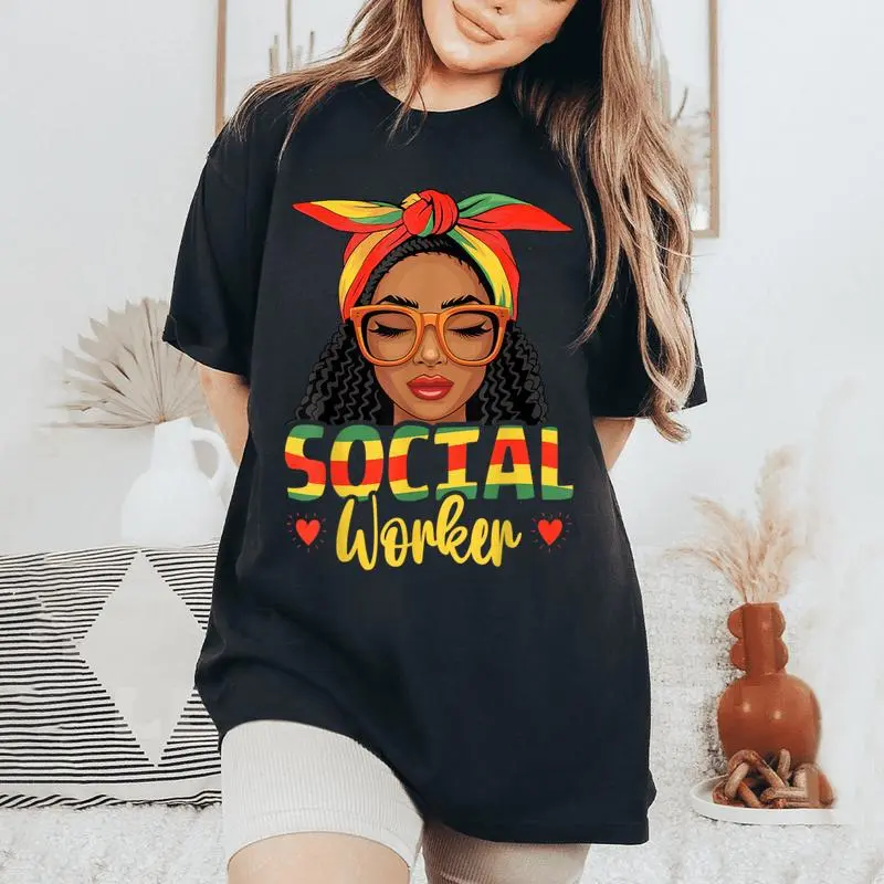 Social Worker African American Black History Month Women's Oversized Comfort T-Shirt