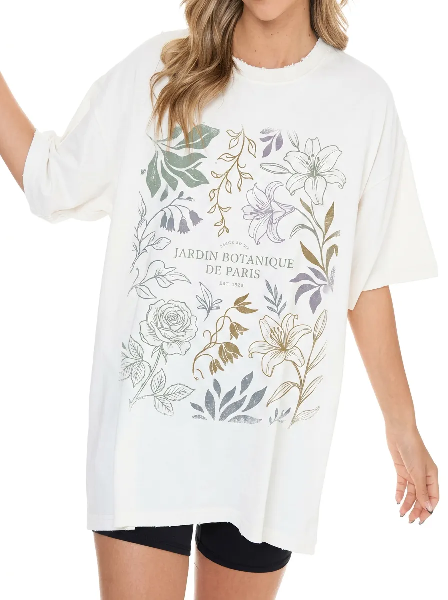 Women's Botanical Garden Paris Floral Printed T-shirt