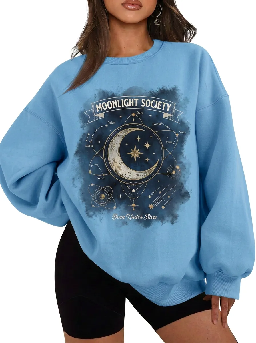 Women's Celestial Moonlight Society Constellation Printed T-shirt