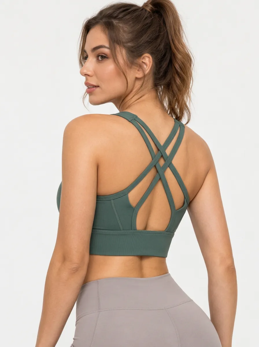 Women's Cross Back Workout Bra with Soft Touch Detail