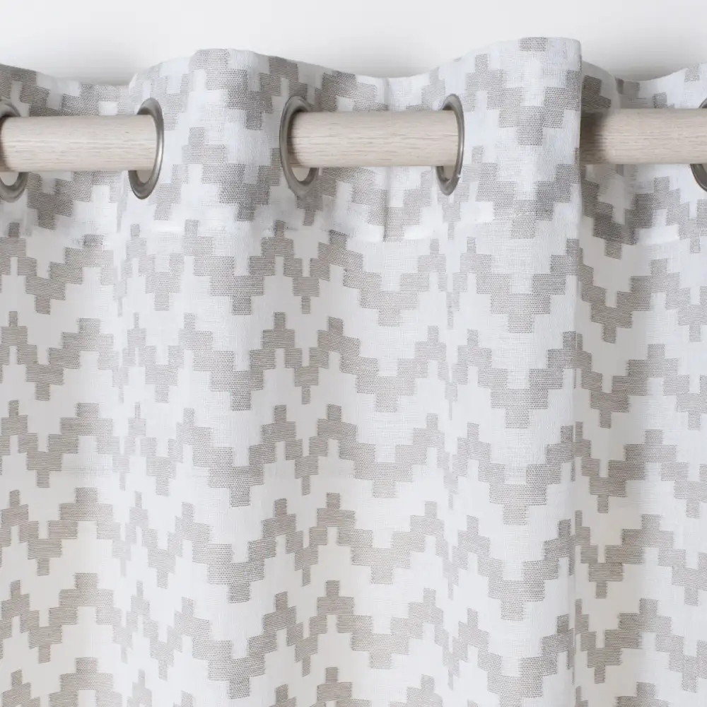 Linen Geometric Grommet Contemporary Curtain Panel