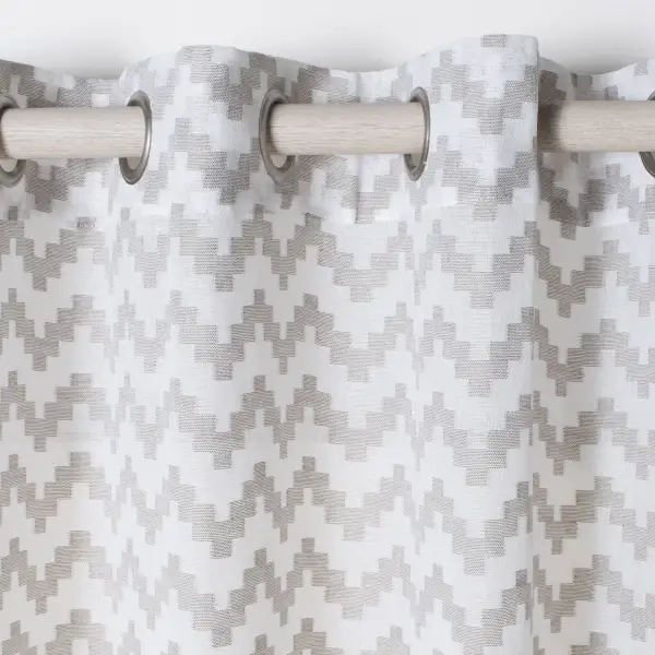 Linen Geometric Grommet Contemporary Curtain Panel