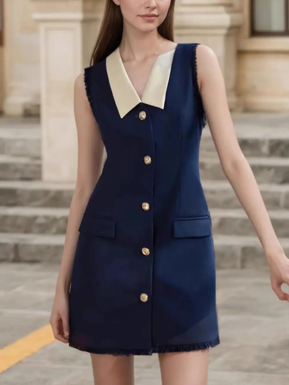 College Collar Contrast Mini Dress