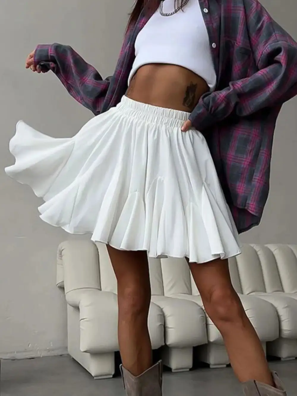 Sequin Elastic Waist Skirt