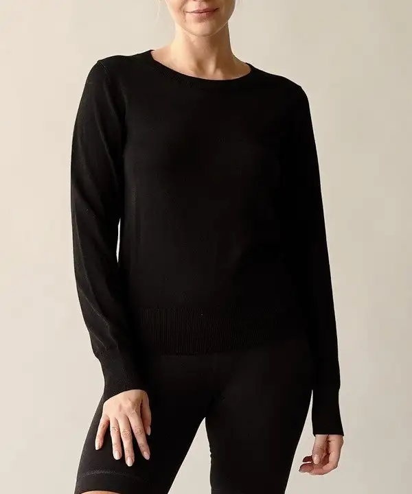 Bamboo Sweater Crew Neck Top Sweatshirt