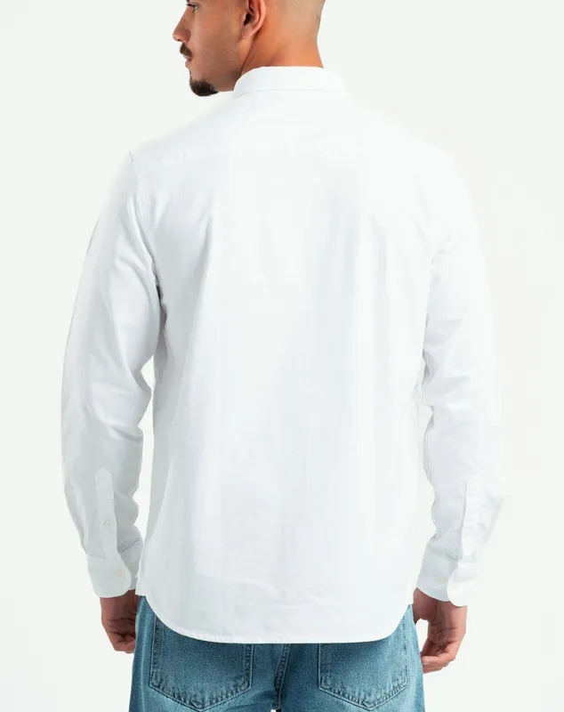 White Structured Button Front Shirt