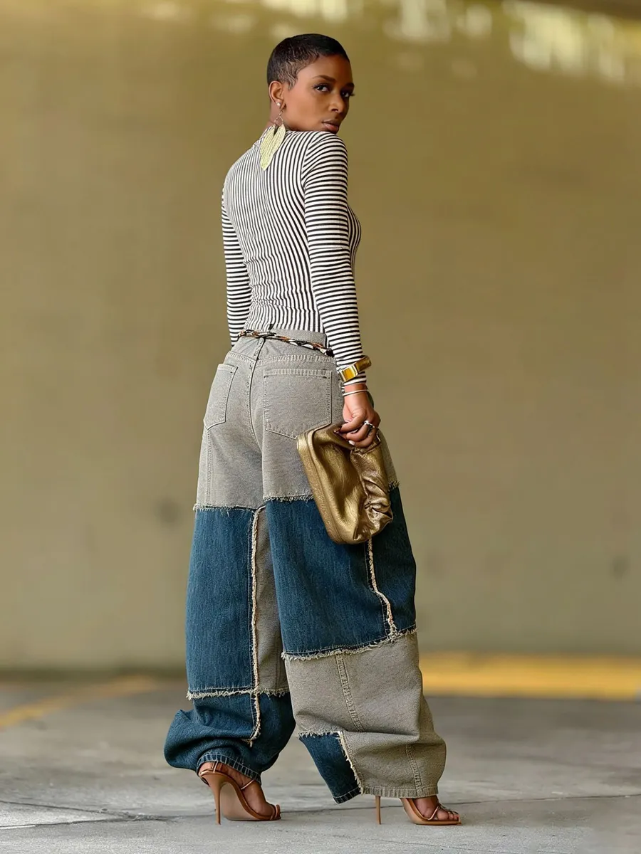 Cassidy Two-Tone Patchwork Jeans